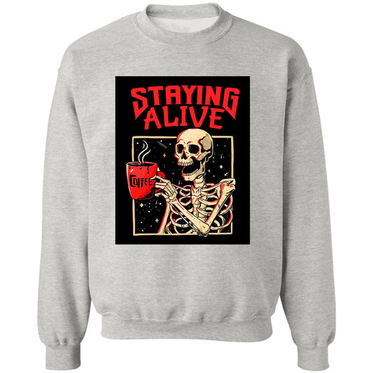 Staying Alive- Halloween - Z65x Pullover Crewneck Sweatshirt 8 oz (Closeout)
