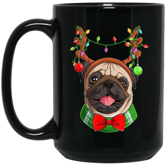 Merry Christmas Pug - BM15OZ 15 oz. Black Mug