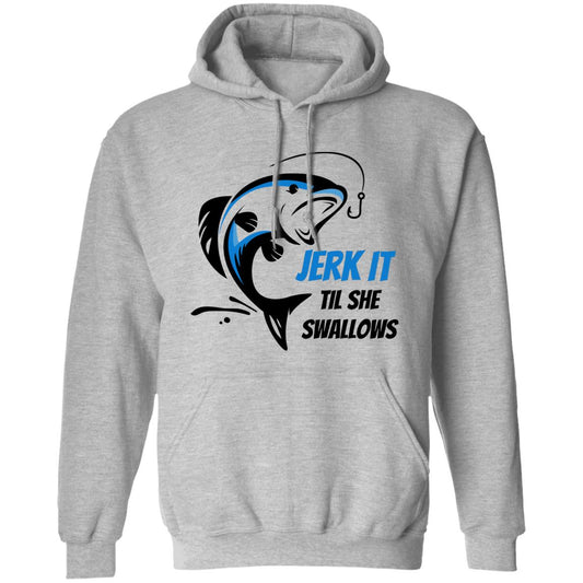 Jerk it  -Blue  Fish-Z66x Pullover Hoodie