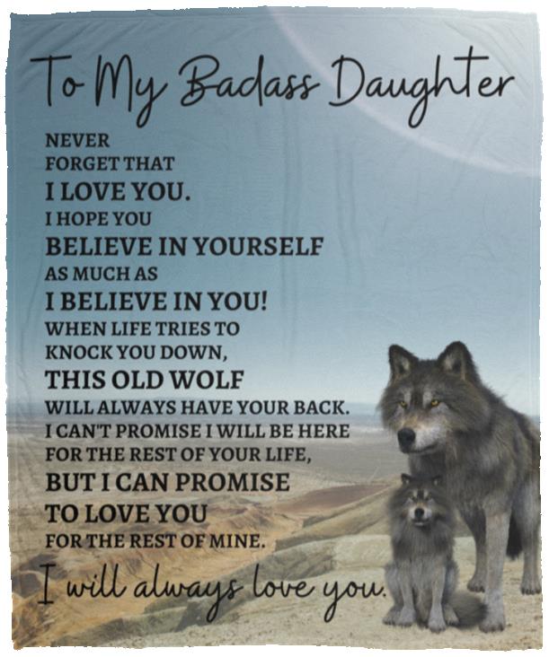 To My Badass Daughter (Wolf) Blanket