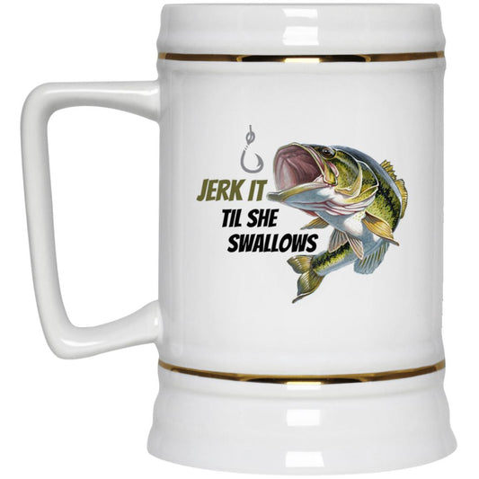 Jerk it - Green  Bass Fish- 22217 Beer Stein 22oz.