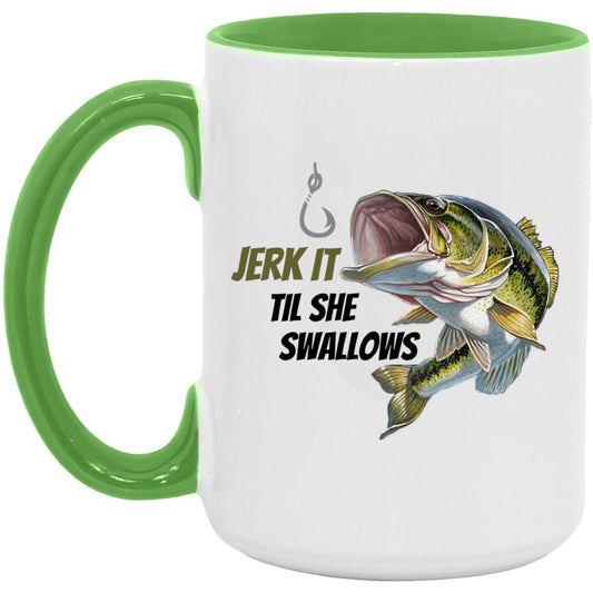 Jerk it - Green Bass Fish- AM15OZ 15oz. Accent Mug