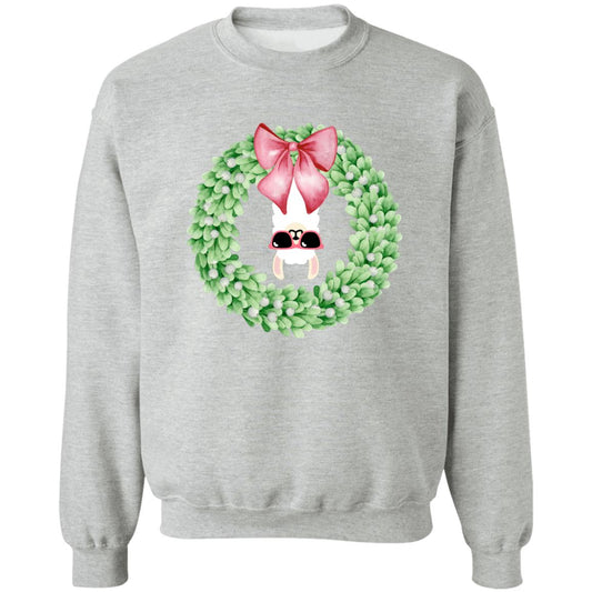 Llama Wreath Christmas - G180 Crewneck Pullover Sweatshirt