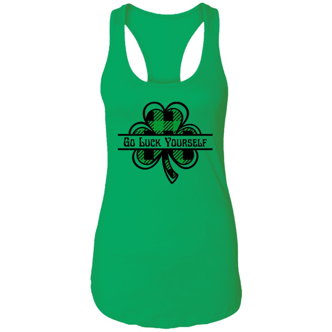 Go Luck Yourself Plaid (St Patrick's Day) -Ladies Ideal Racerback Tank