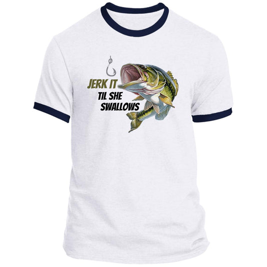 Jerk it - Green  Bass Fish- PC54R Ringer Tee