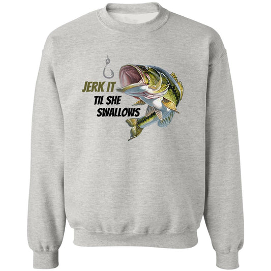 Jerk it - Green Bass Fish - Z65x Crewneck Pullover Sweatshirt