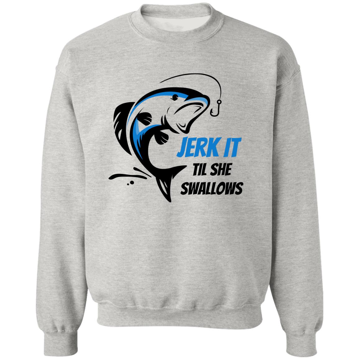 Jerk it  -Blue  Fish-Z65x Crewneck Pullover Sweatshirt