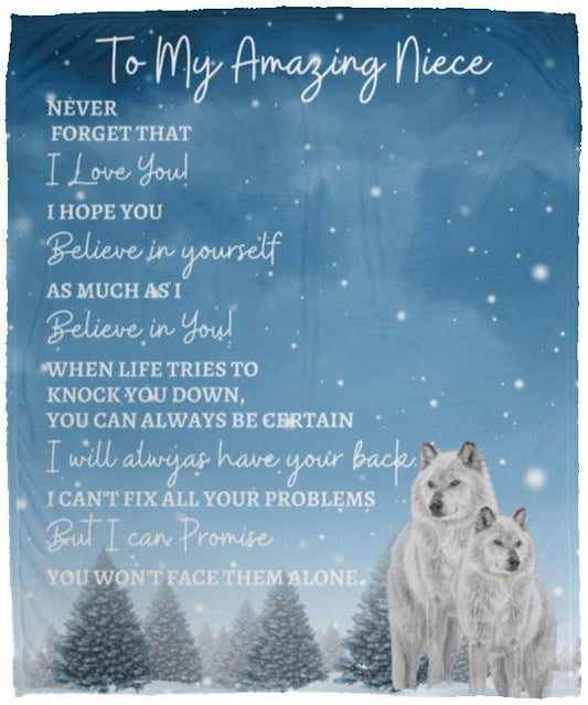 To My Amazing Niece (Artic Wolves) Blanket