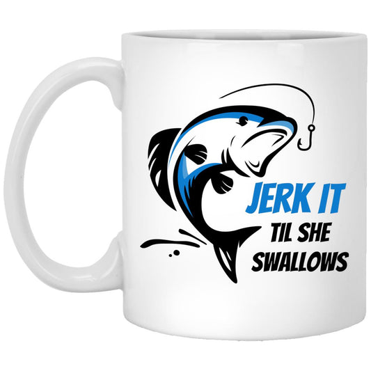 Jerk it  -Blue  Fish -XP8434 11 oz. White Mug