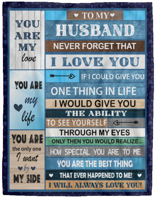 To My Husband (Blue Plank)Cozy Plush Fleece Blanket - 60x80