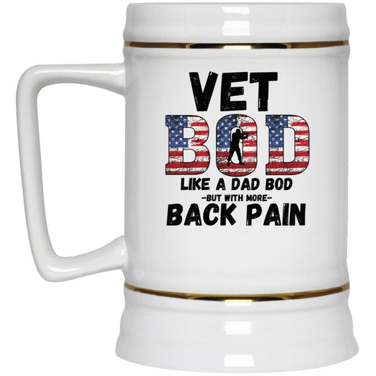 Vet Bod / Back Pain (Veterans) Beer Stein 22oz.