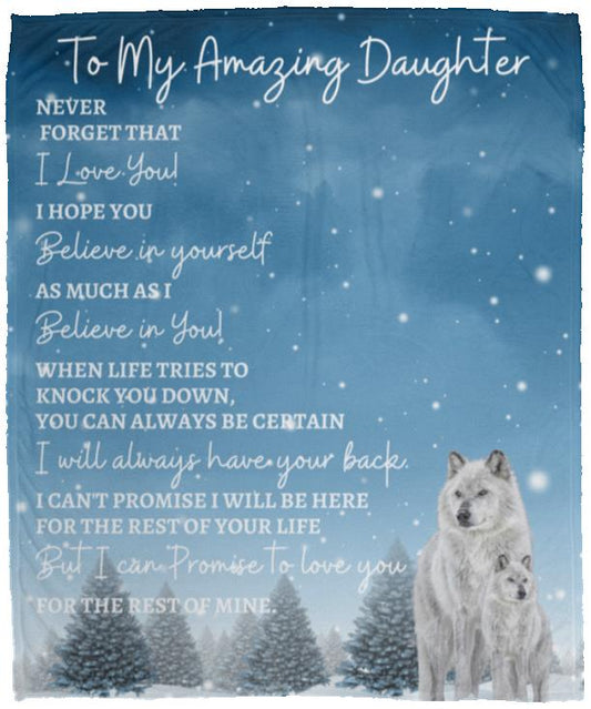 To My Amazing Daughter (Artic Wolf) Blanket