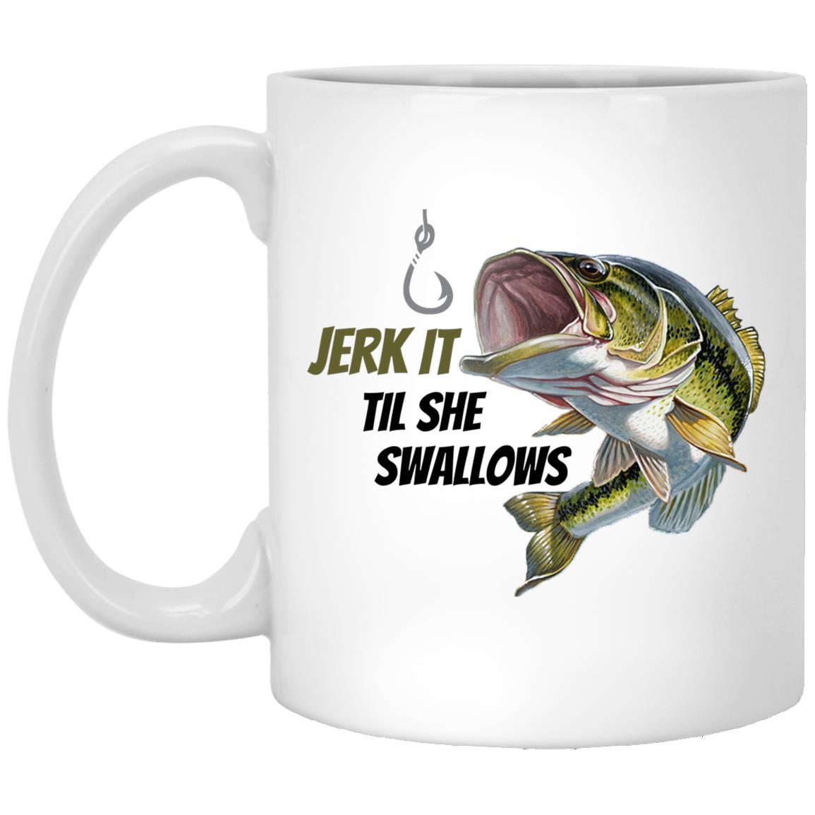 Jerk It - Green  Bass Fish- XP8434 11 oz. White Mug