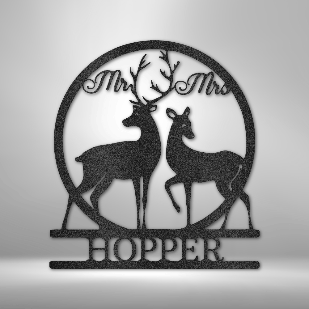 Mr and Mrs Deer Monogram - Steel Sign