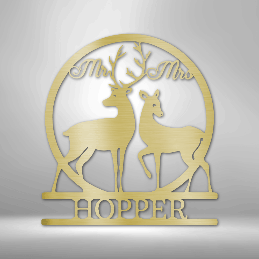 Mr and Mrs Deer Monogram - Steel Sign