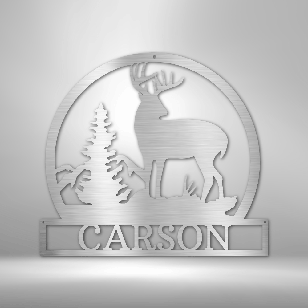 Outdoor Buck Monogram - Steel Sign