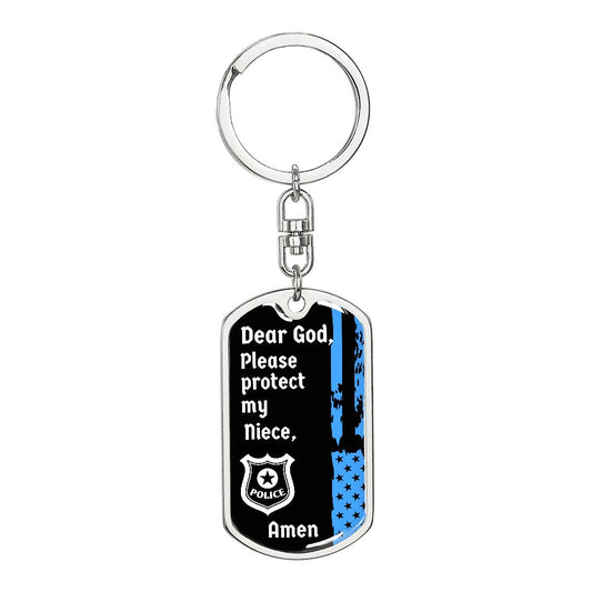 Protect My Niece (Thin Blue Line / Police) - Dog Tag Swivel Keychain