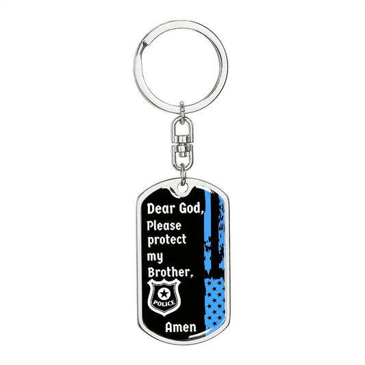 Protect My Brother (Thin Blue Line / Police) - Dog Tag Swivel Keychain