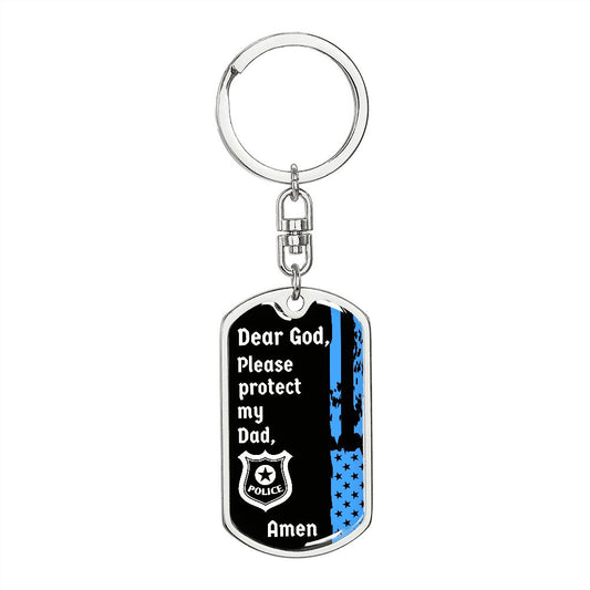 Protect My Dad (Thin Blue Line / Police) - Dog Tag Swivel Keychain