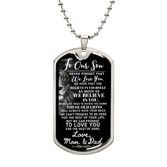 To Our Son From Mom & Dad (Lion Theme) - Dog Tag