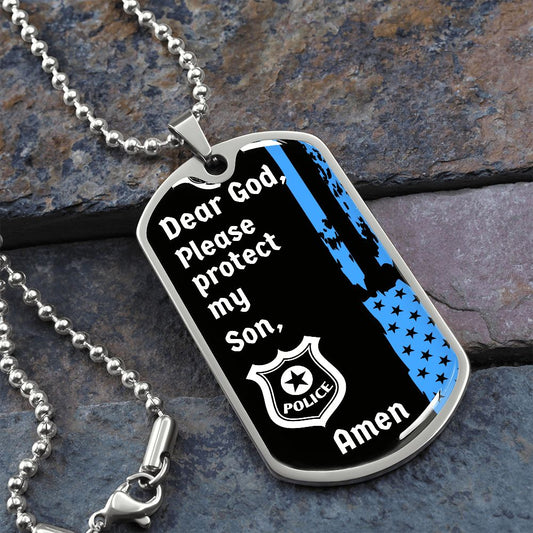 Protect My Son (Thin Blue Line / Police) - Dog Tag
