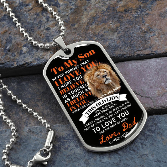 To Son From Dad (Lion Theme 2 Orange) - Dog Tag