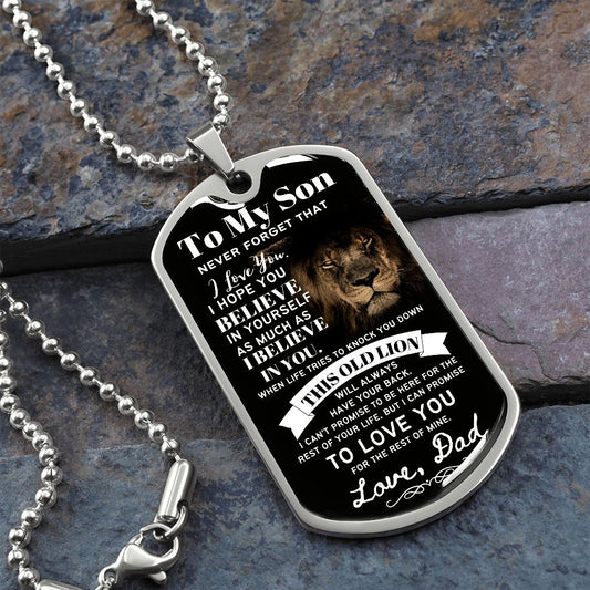 To My Son From Dad (Real Lion) - Dog Tag