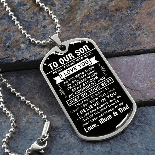 To Our Son from Mom & Dad (Just Do Your Best) - Dog Tag