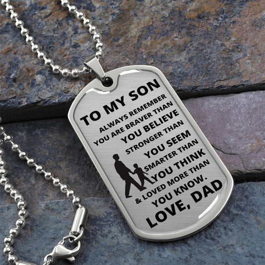 To My Son from Dad ( Dad & Son Graphic Silver) - Dog Tag