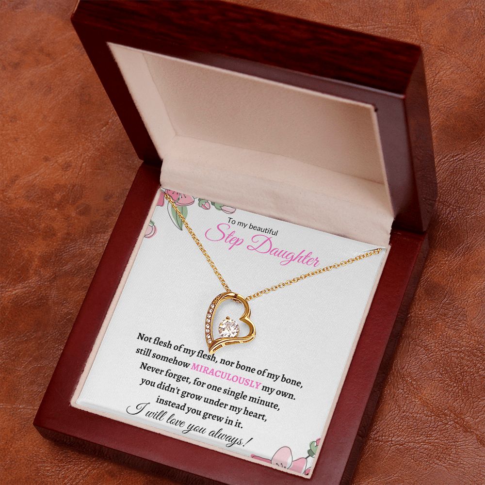 To My Beautiful Step Daughter / nonbiological (Pink Card) - Forever love Necklace