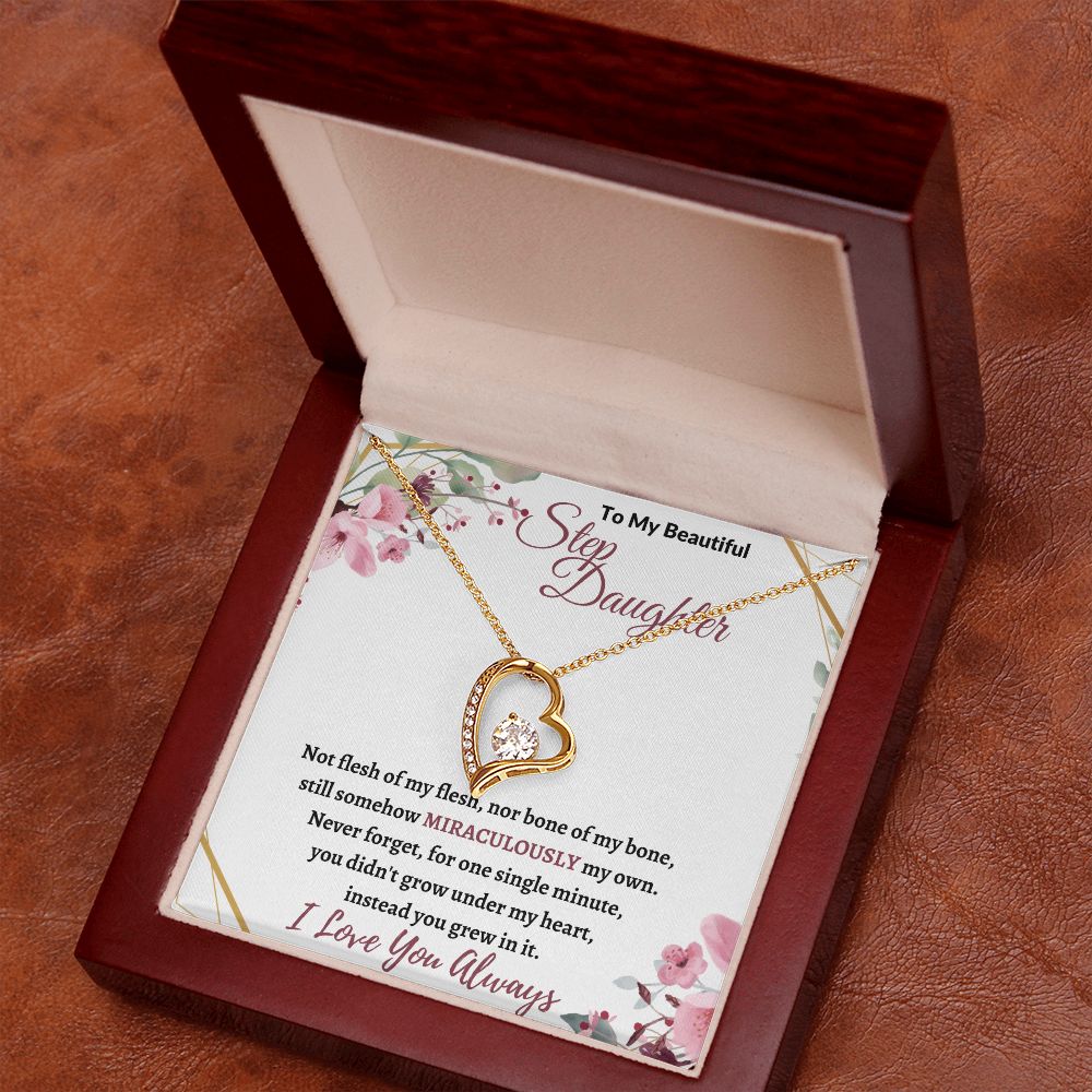 To My Beautiful Step Daughter / nonbiological (Burgundy Card) - Forever love Necklace