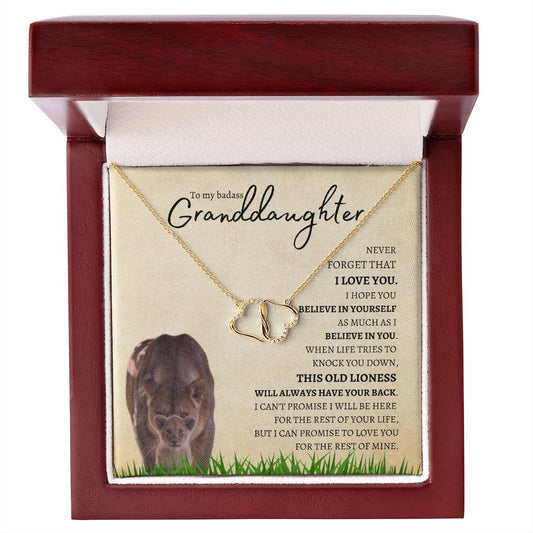 Granddaughter from Grandmother (Lioness Card) - 10K Gold / Diamond - Everlasting Love Necklace