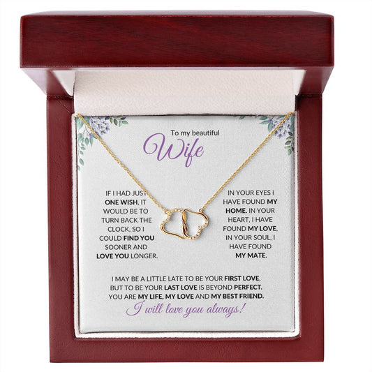 Wife (Purple Card) - 10K Solid Yellow gold and Diamond - Everlasting Love Necklace
