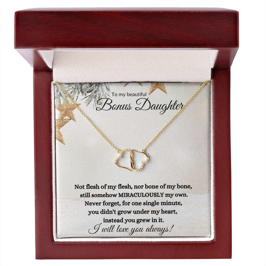 Bonus Daughter (Star Christmas Card) - 10K Gold and Diamond Everlasting Love Necklace