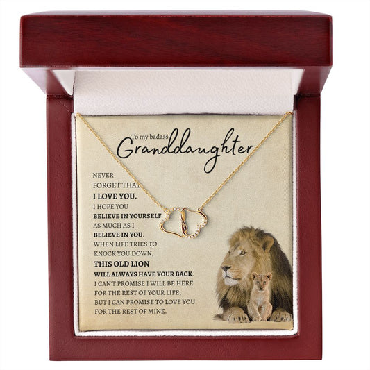 Granddaughter from Grandfather (Lion Card) - 10K Gold / Diamond - Everlasting Love Necklace