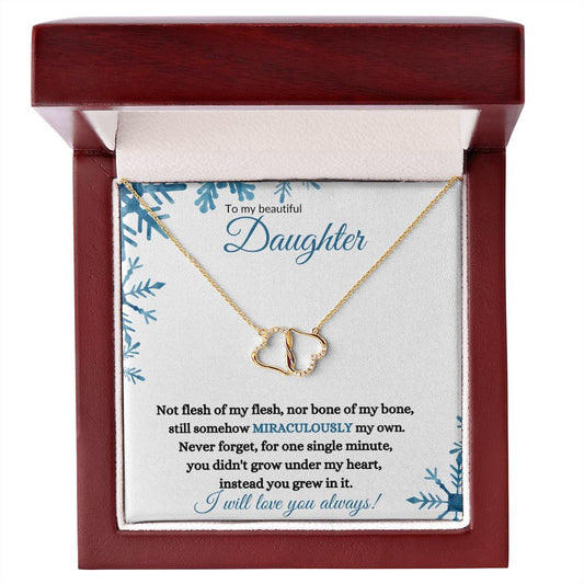 Non-Biological / Adopted Daughter (Christmas Snowflake Card) - 10K gold and Diamond Everlasting LoveNecklace