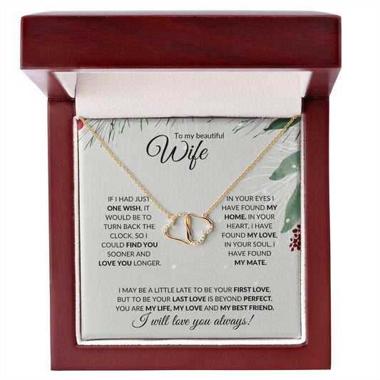 Wife - (Christmas Spruce Card) - 10K and Diamond Everlasting Love Necklace