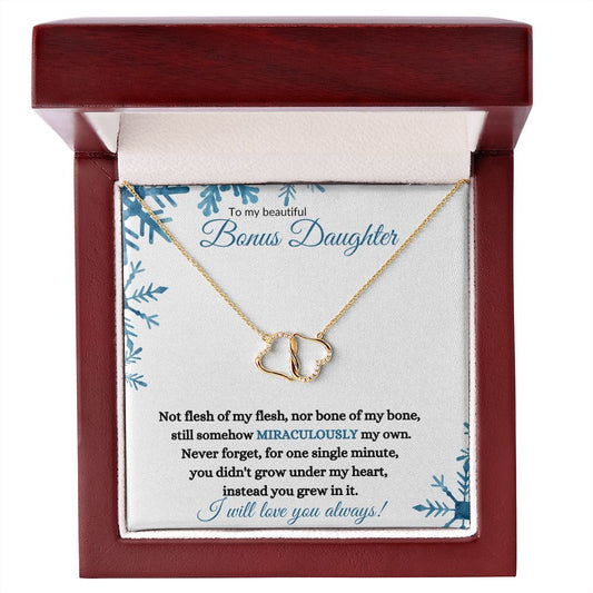 Bonus Daughter (Snowflake Christmas Card) - 10K Gold and Diamond Everlasting Love Necklace