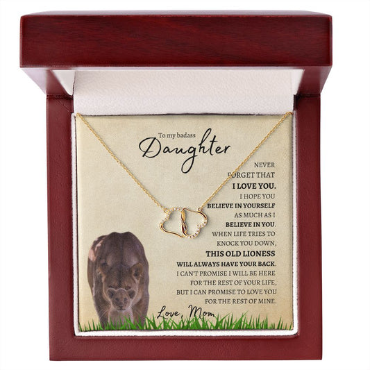 Daughter from Mom (Lioness Card) - 10K Gold / Diamond - Everlasting Love Necklace