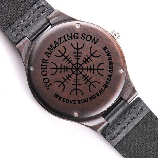 To Our Amazing Son (Viking Theme) - Engraved Wooden Watch