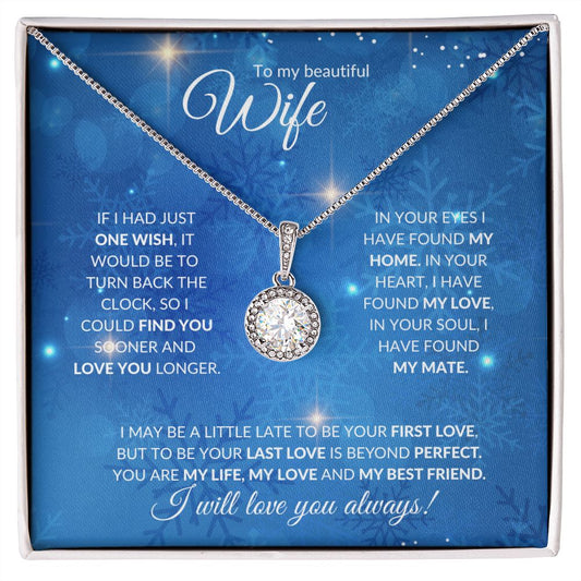 Wife (Christmas Blue Snowflake Card)  - Eternal Hope Necklace
