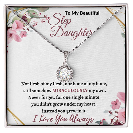 To My Beautiful Step Daughter / nonbiological (Burgundy Card) - Eternal Hope Necklace