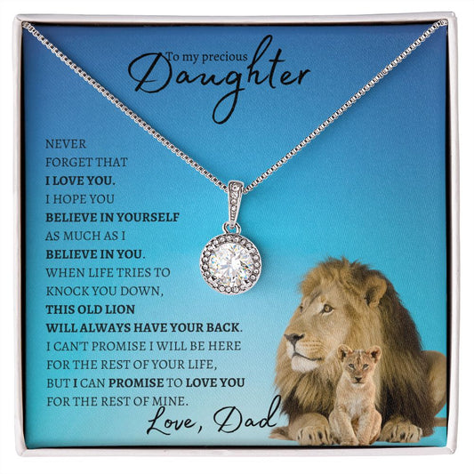 Precious Daughter from Dad (Blue Lion Card) _ Eternal Hope Necklace