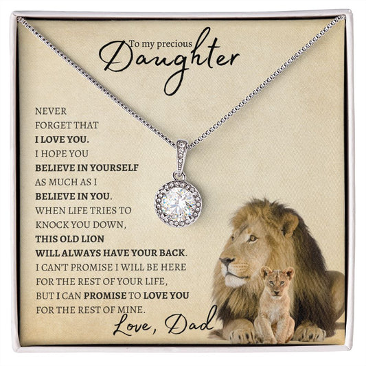 Precious Daughter from Dad ( Beige Lion Card) Eternal Hope Necklace