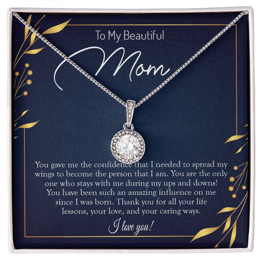 To My Beautiful Mom (Navy / Gold Card) - Eternal Hope Necklace