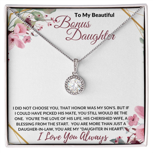 To My Beautiful Bonus / Daughter-in-Law (Burgundy) - Eternal Hope Necklace