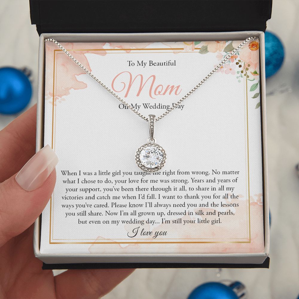 To Mom on my Wedding Day (Peach Floral) - Eternal Hope Necklace