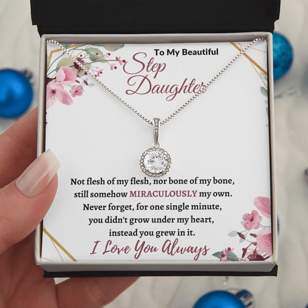 To My Beautiful Step Daughter / nonbiological (Burgundy Card) - Eternal Hope Necklace