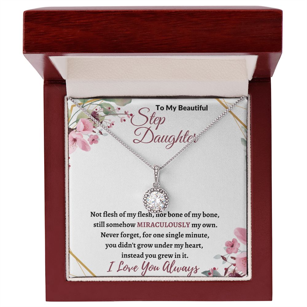 To My Beautiful Step Daughter / nonbiological (Burgundy Card) - Eternal Hope Necklace