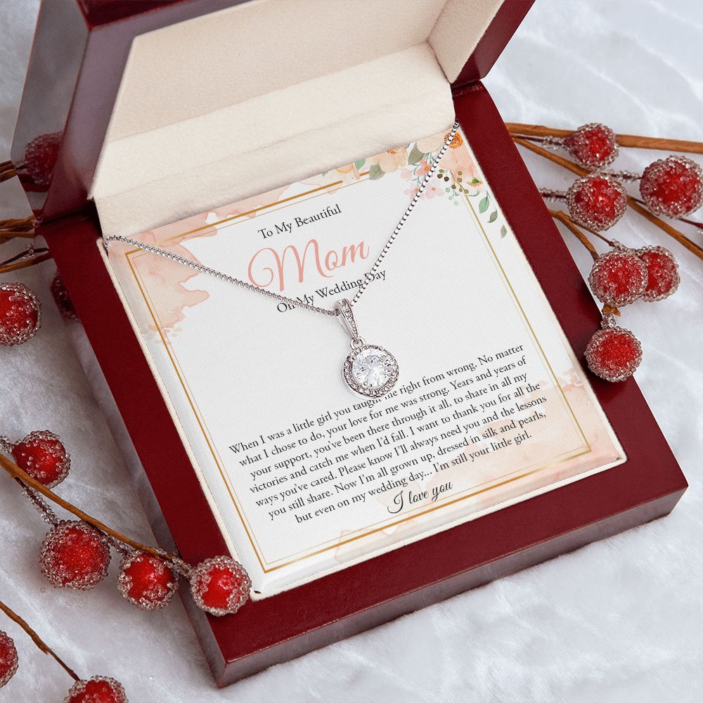 To Mom on my Wedding Day (Peach Floral) - Eternal Hope Necklace